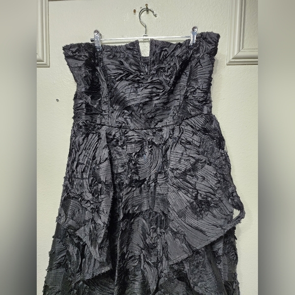 Lulus Majestic Glam Black Strapless Textured High-Low Maxi Dress Wedding Party - Picture 8 of 10